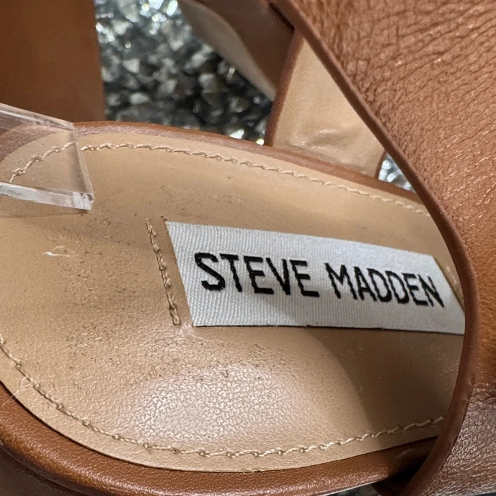 Steve Madden Elkins  leather Tan Platform Sandals NEW 11